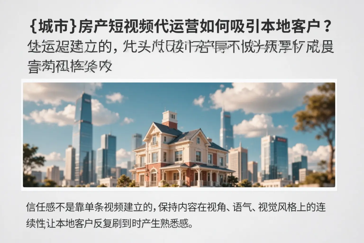 左权房产短视频代运营如何吸引本地客户?